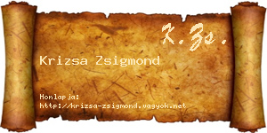 Krizsa Zsigmond névjegykártya